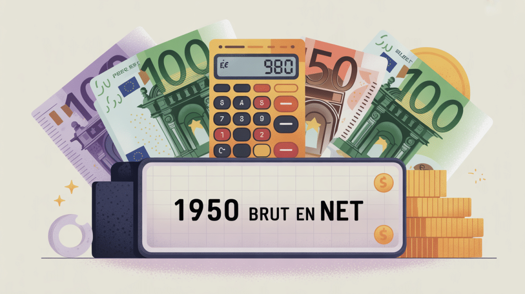 conversion 1950 brut en net illustration vectorielle