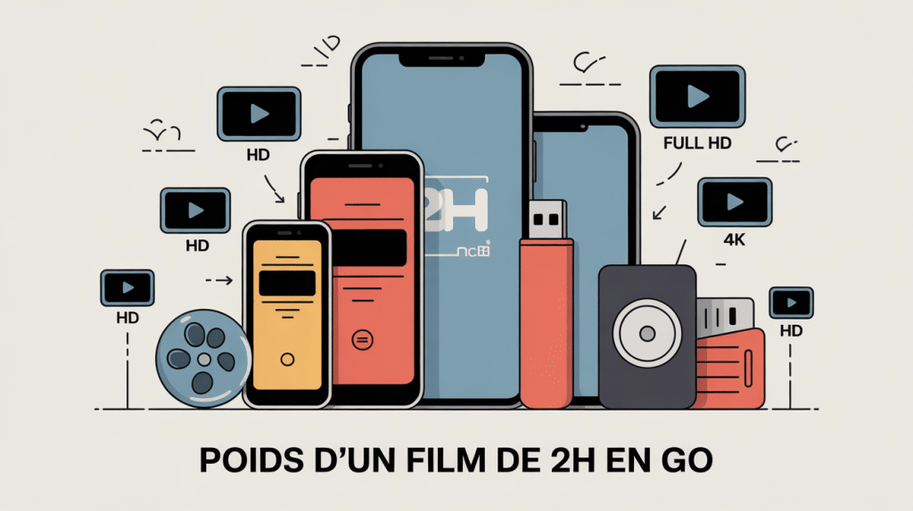 combien de go pour un film de 2h différents appareils et qualités