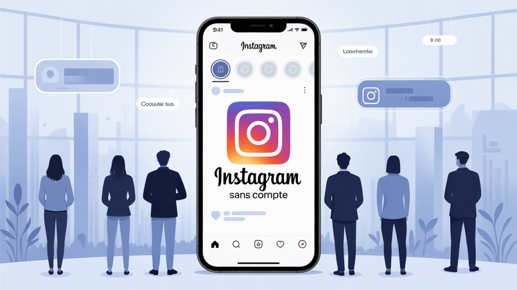 illustration instagrame sans compte smartphone ambiance sécurisée