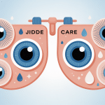 Illustration hygiene oculaire jedelcare fond bleu