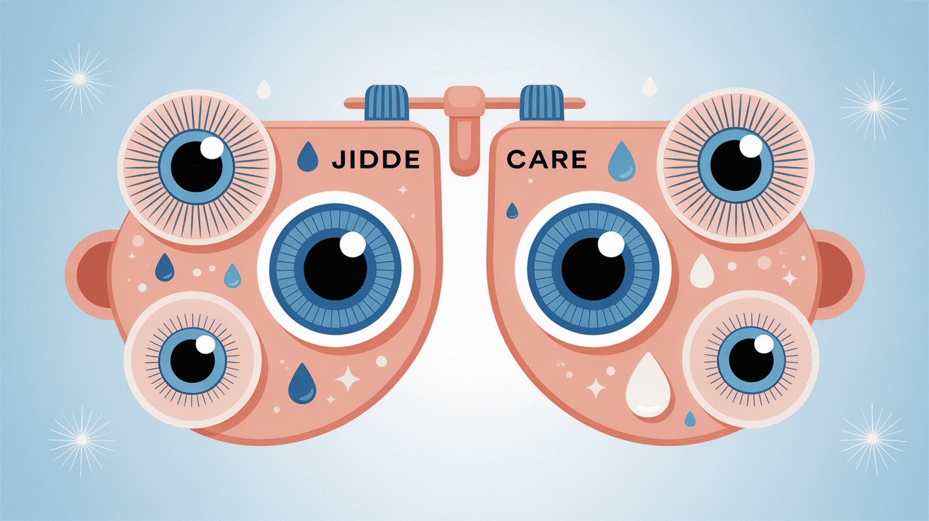 Illustration hygiene oculaire jedelcare fond bleu