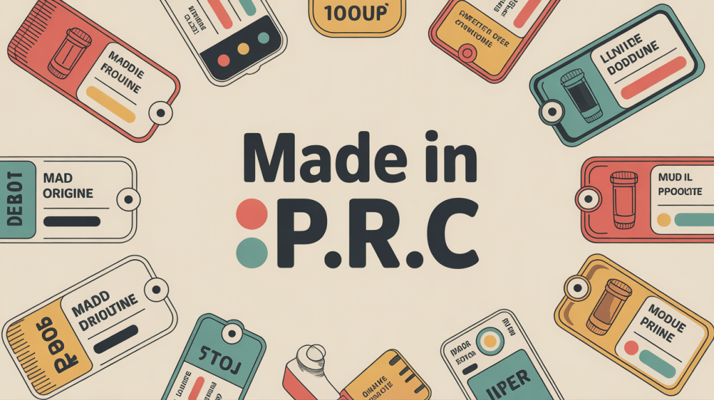 illustration étiquette produit made en p.r.c