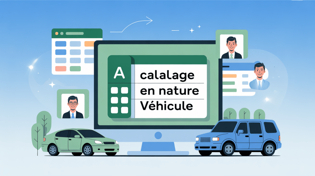 tableau excel calcul avantage en nature véhicule illustration vectorielle