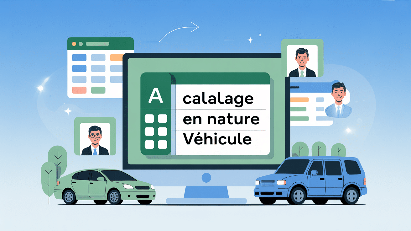 tableau excel calcul avantage en nature véhicule illustration vectorielle