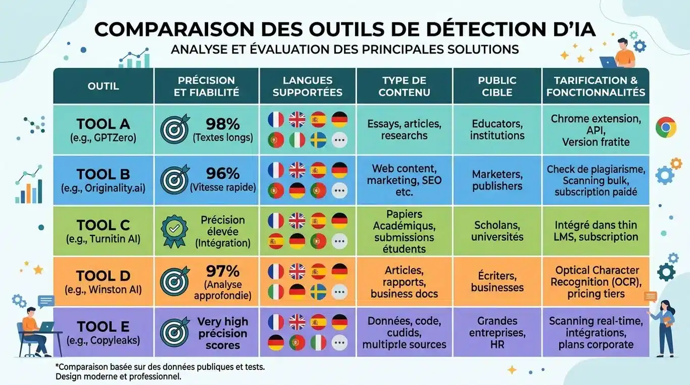 Infographie comparative des principaux outils de détection d'IA