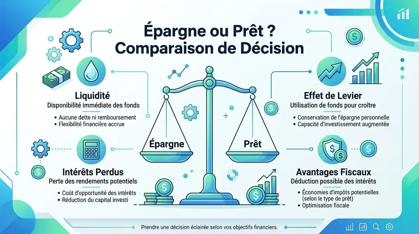 Infographie comparative : faut-il utiliser son épargne ou emprunter ?
