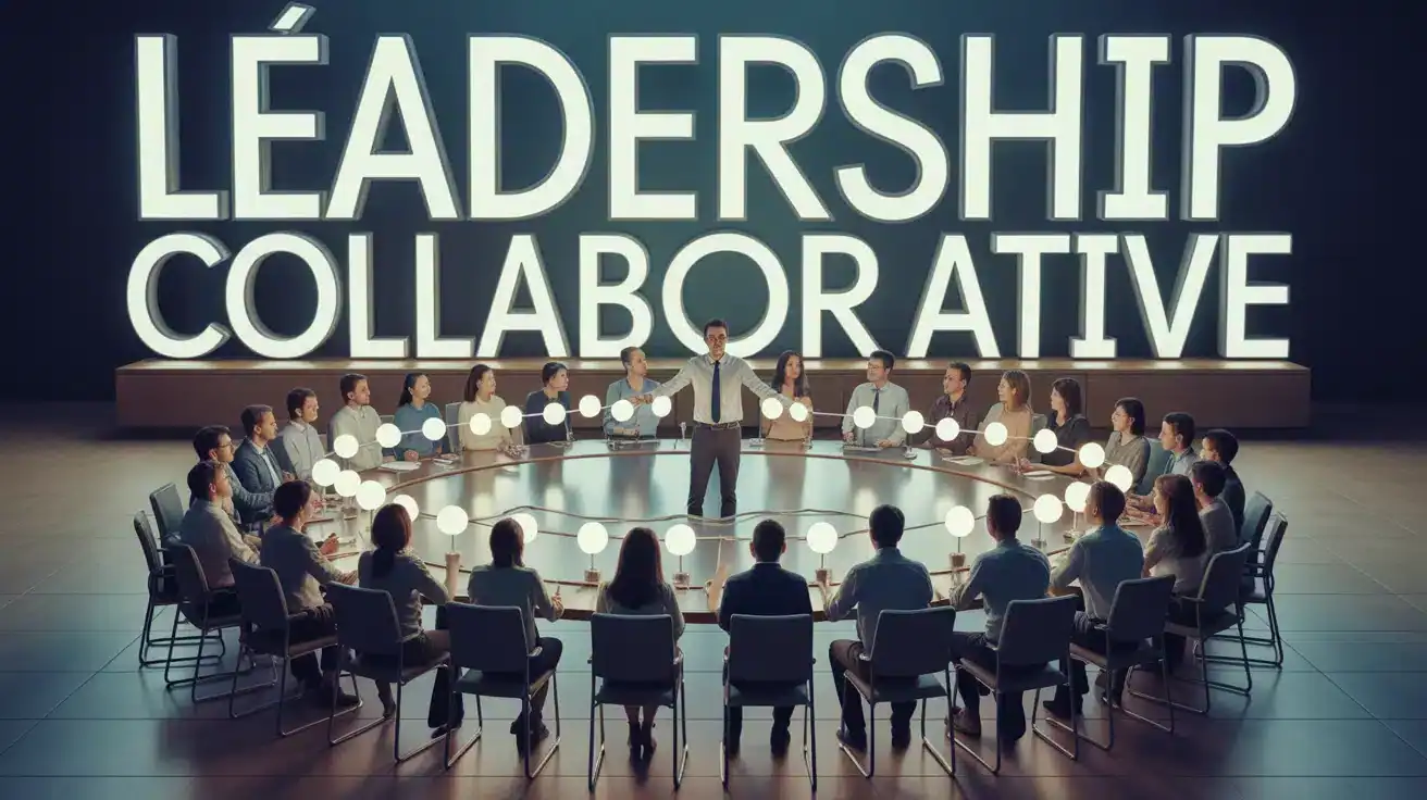 Illustration leadership collaboratif groupe table ronde