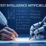 test intelligence artificielle image plume et main robotique
