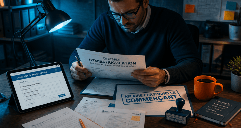 affaire personnelle commerçant dossier sur bureau