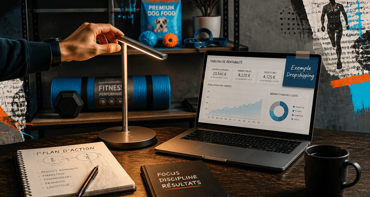 dropshipping exemple sur bureau avec ordinateur et accessoires