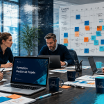 Réunion formation gestion de projets en salle moderne