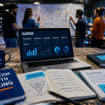 formation growth hacking, équipe coworking, dashboard AARRR