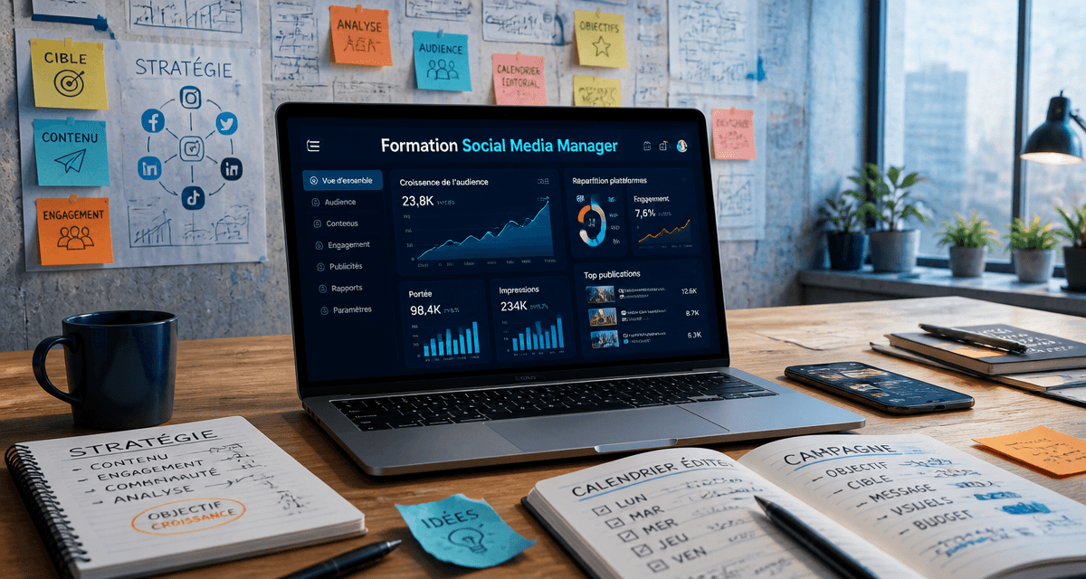 formation social media manager tableau de bord réseaux sociaux