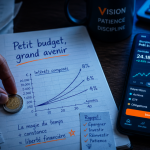investir en bourse petit budget main pièce carnet graphique