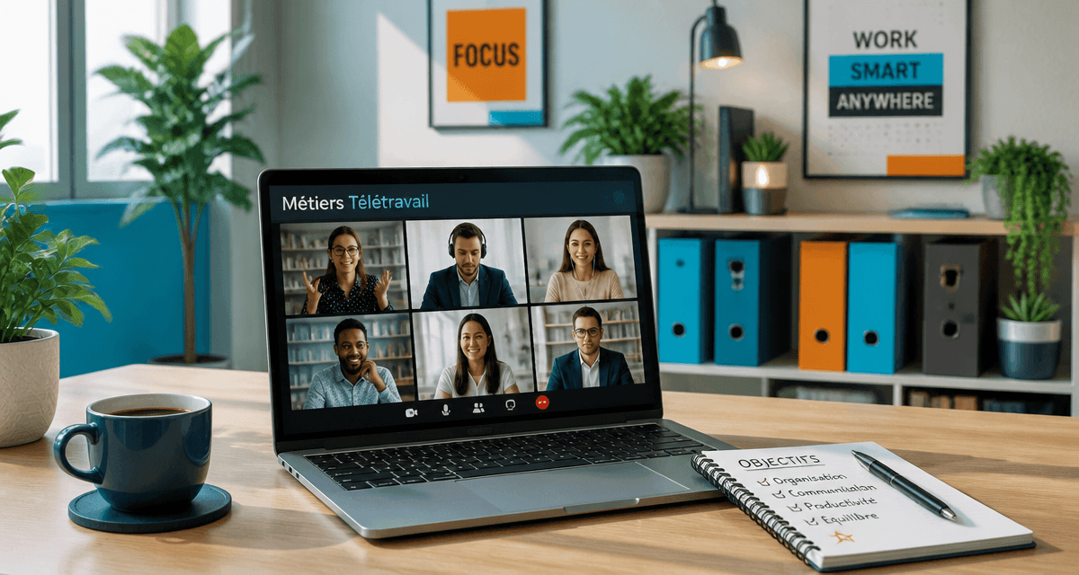 Métier en télétravail bureau lumineux