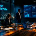 Dirigeants analysant performance organisationnelle sur tableau
