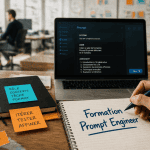 Prompt engineer formation open space carnet ordinateur