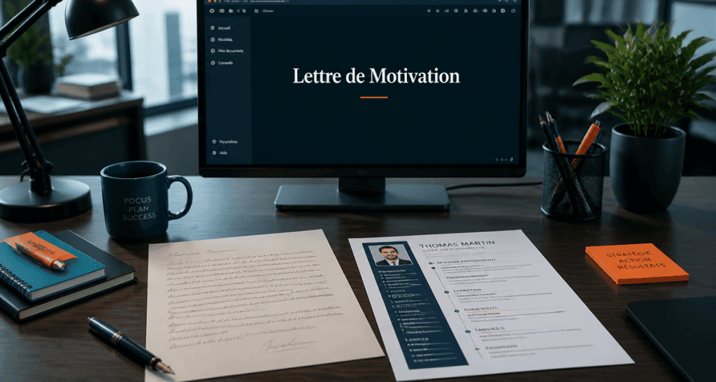 reconversion lettre de motivation sur bureau contemporain