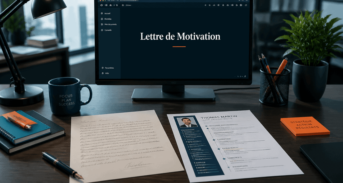 reconversion lettre de motivation sur bureau contemporain