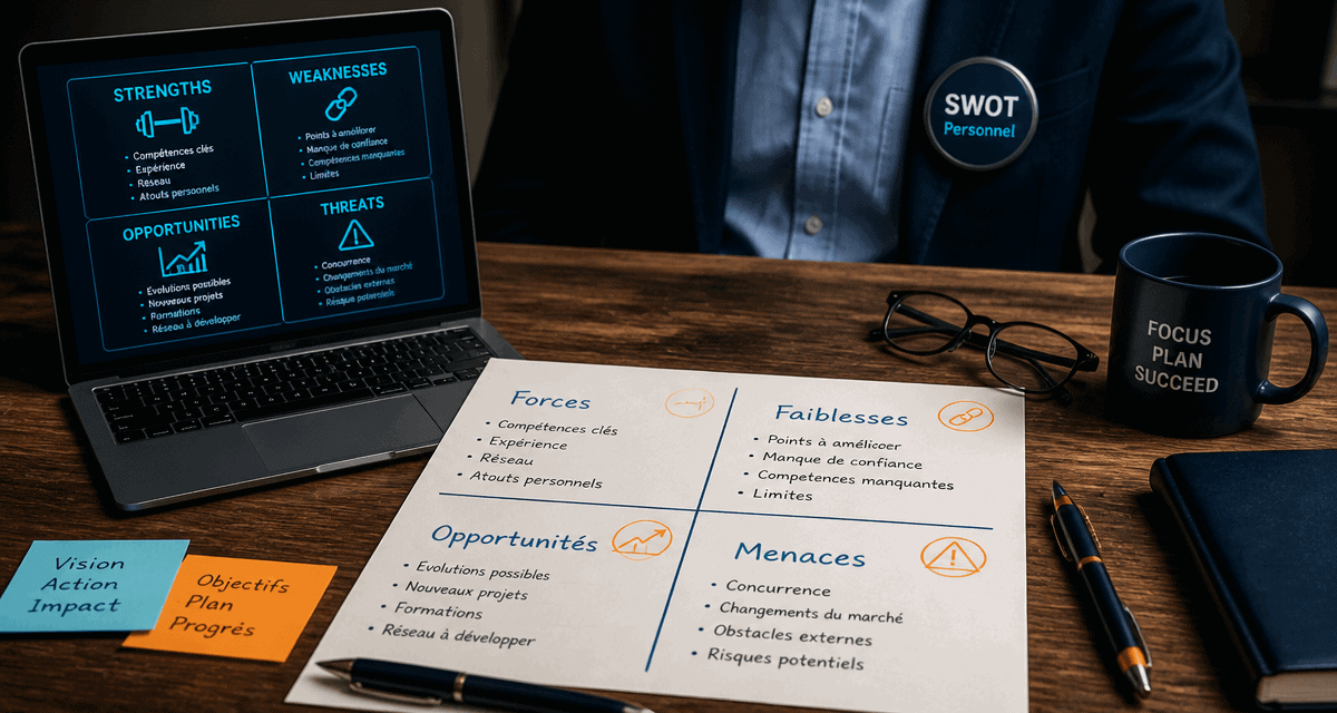 swot personnel feuille quadrants forces faiblesses opportunités menaces