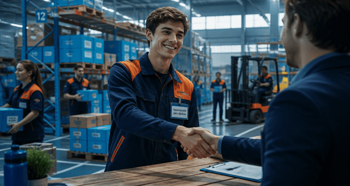 trouver un travail sans diplome jeune homme entrepôt