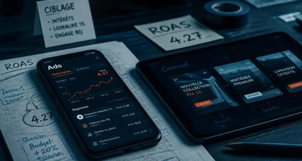 Campagne social ads : ciblage ROAS et CA sur smartphone et tablette