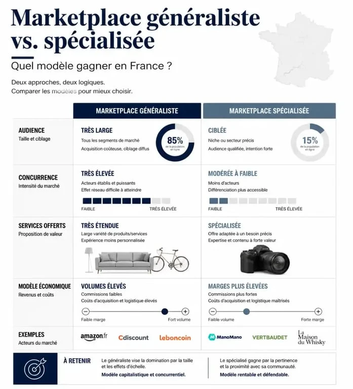 Comparatif des marketplaces généralistes et spécialisées en France