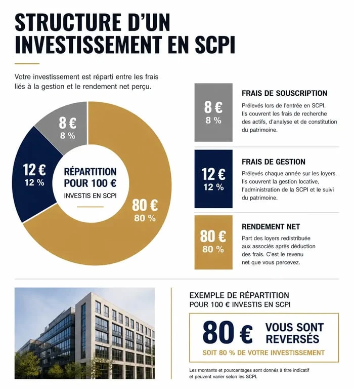 Infographie explicative sur le fonctionnement et les rendements des SCPI pour un avis sur scpi