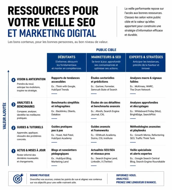 Infographie des meilleures ressources pour un blog SEO et marketing digital
