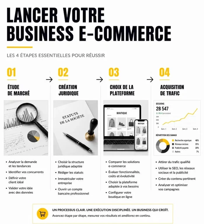 Étapes clés pour se lancer dans le e-commerce et créer sa boutique en ligne