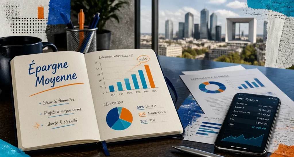epargne moyenne en france, carnet financier et graphiques