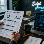 exemple budget prévisionnel sur bureau avec graphiques