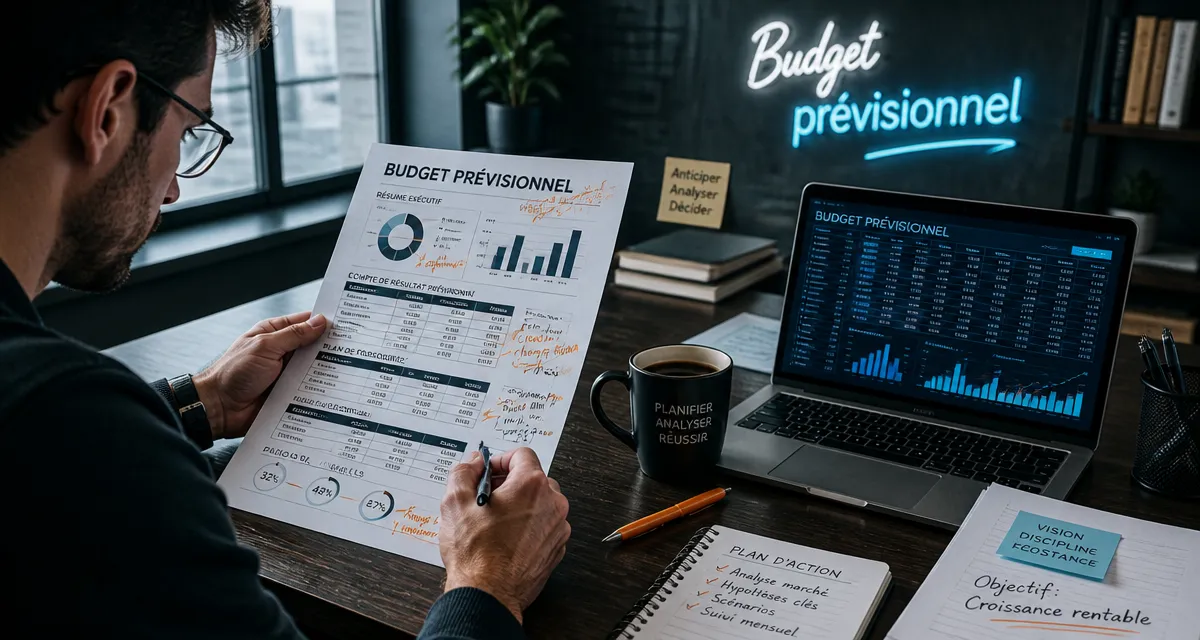 exemple budget prévisionnel sur bureau avec graphiques