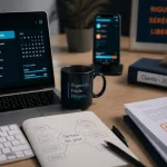 Metier a domicile sans diplome : micro-entrepreneur au bureau, ordinateur et documents
