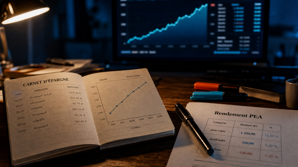 Plan epargne action rendement : 4,6% par an, carnet d’épargne et tableau gains PEA