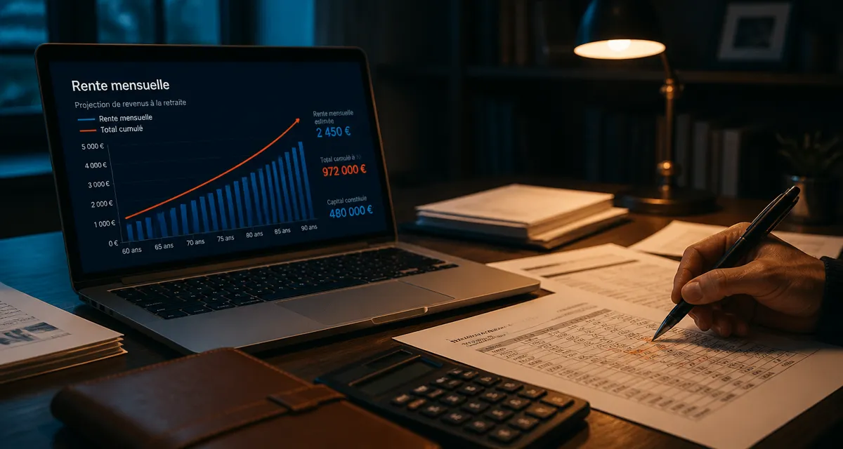 Simulation placement avec rente mensuelle pour 1 000 € par mois