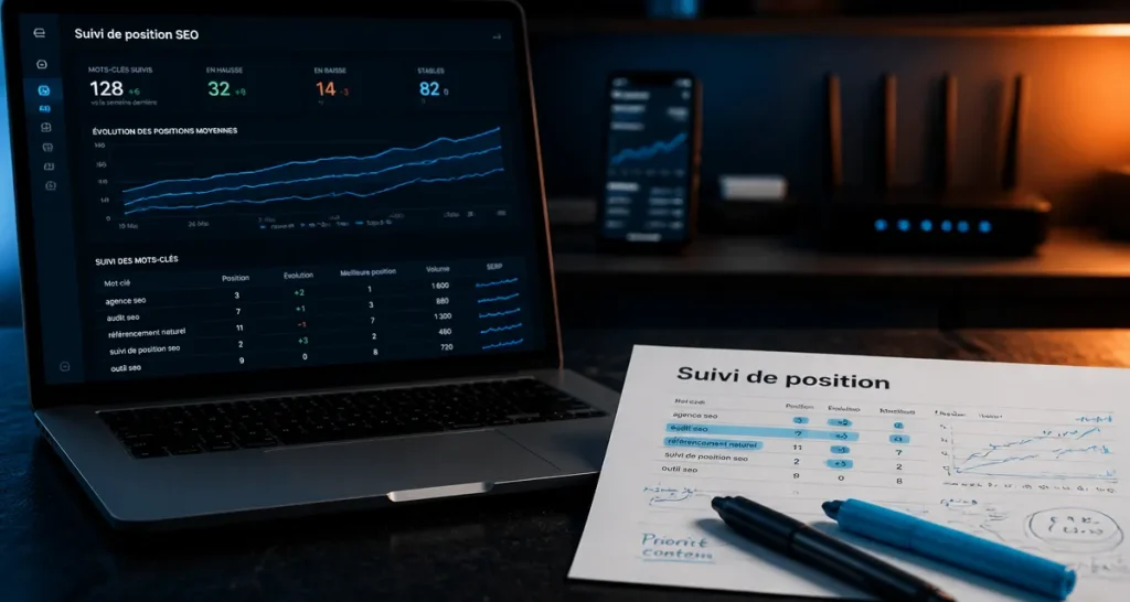 Suivi positionnement site web : outils SEO et graphiques