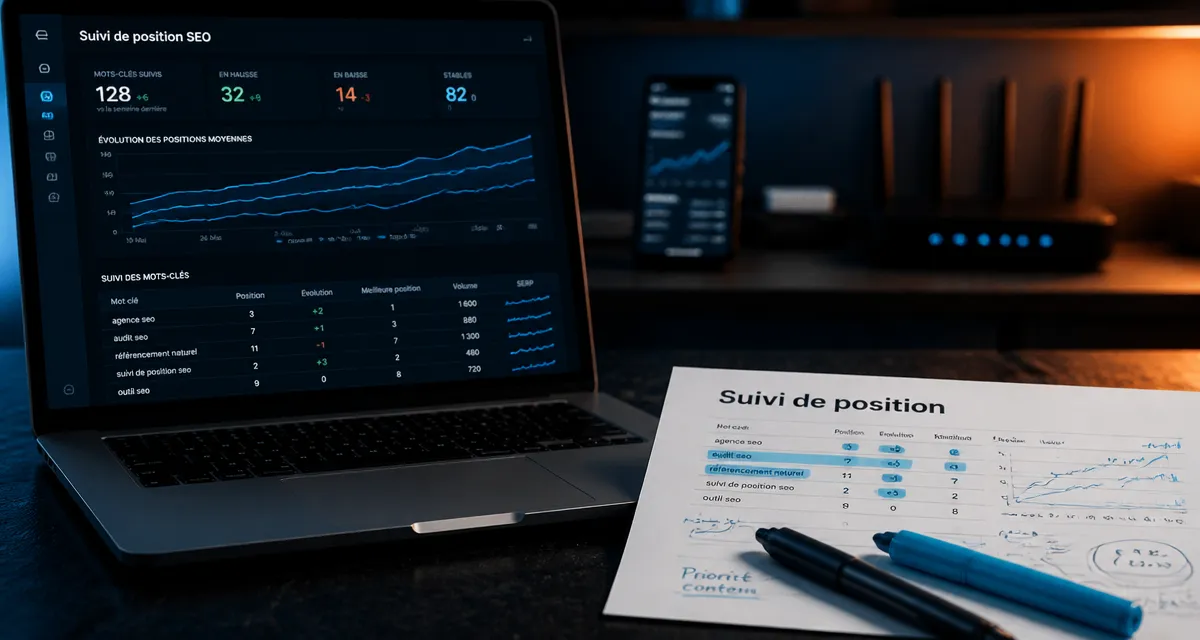 Suivi positionnement site web : outils SEO et graphiques