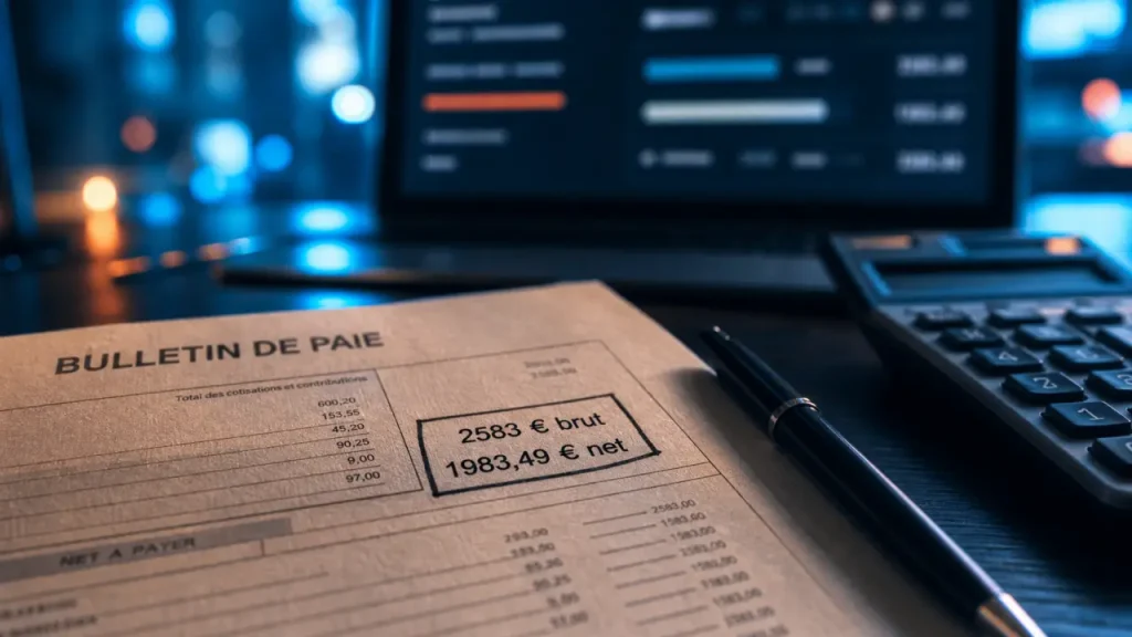 2583 € brut donnent environ 1983,49 € net, mais le statut peut changer le résultat