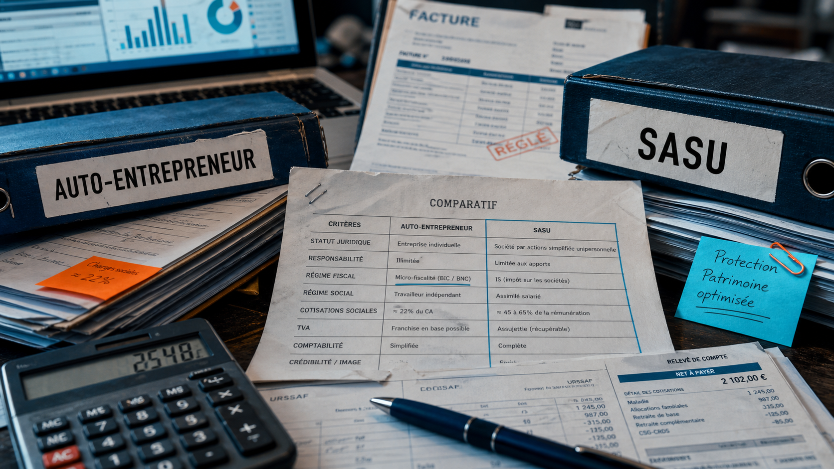 Auto entrepreneur ou sasu : charges, fiscalité, protection sociale