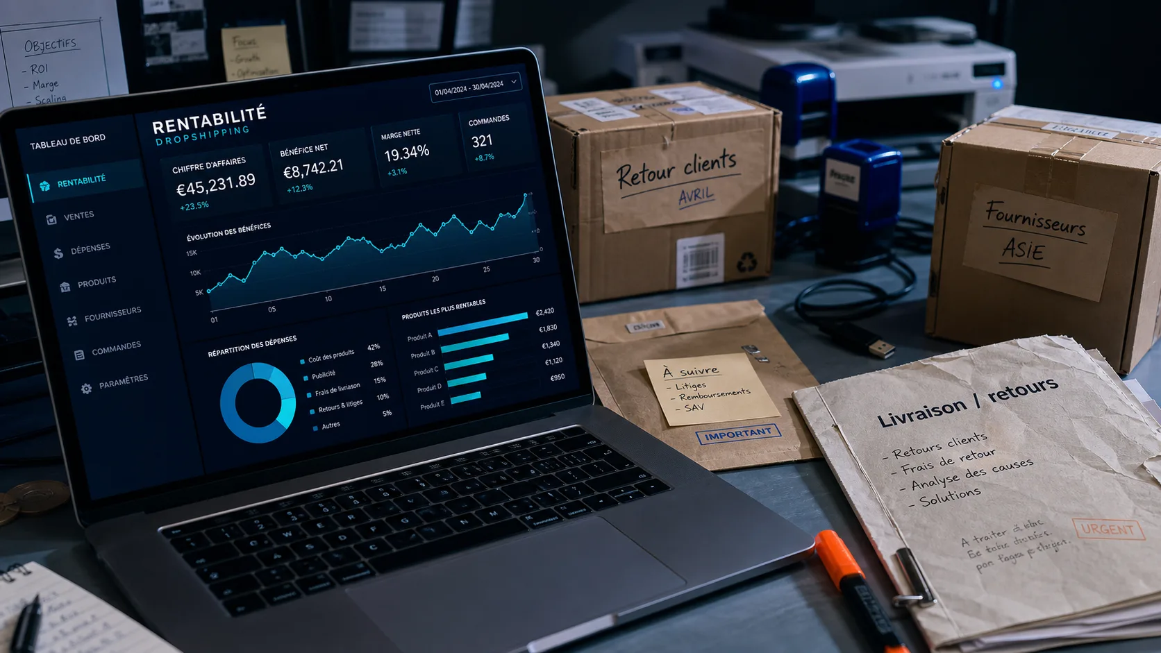 E commerce en dropshipping : tester 500€ à 2000€ sans stock, risques réels