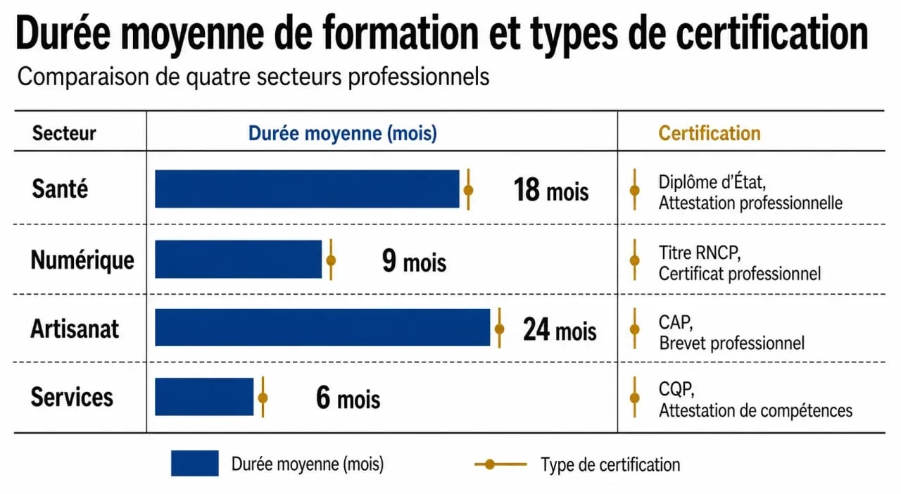 Infographie comparative des secteurs porteurs pour les formations courtes