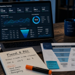 Stratégie d acquisition rentable : KPI et funnel ROI sur tableau de bord