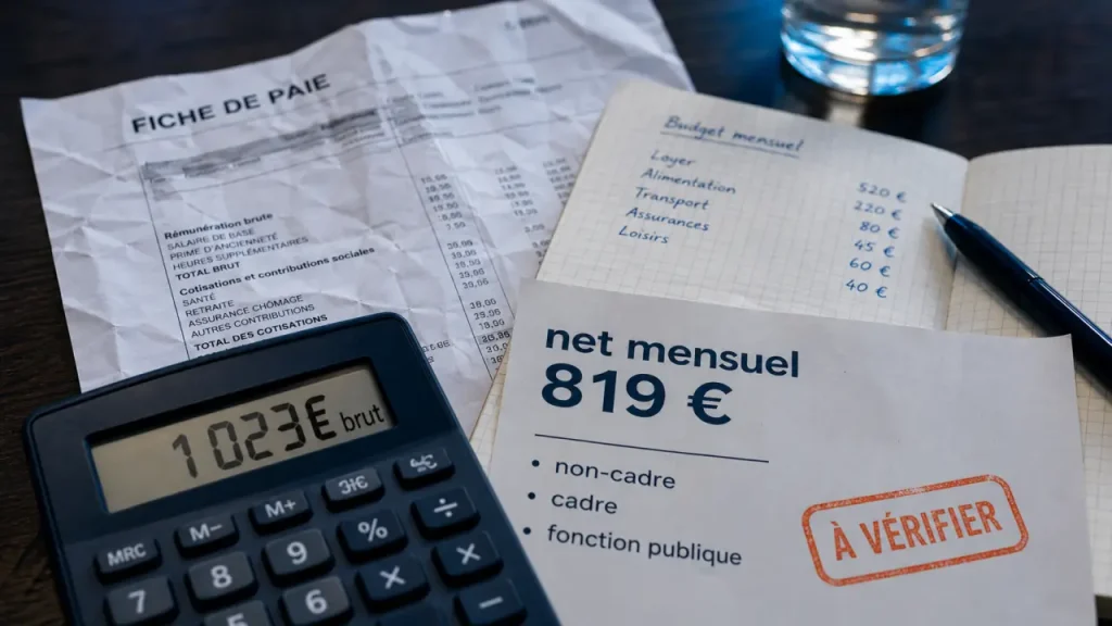 1 029 € brut en net : 819 €, 818 € ou 817 € selon le statut
