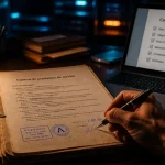 Modèle contrat de prestation de service : main signe le contrat et mentions clés