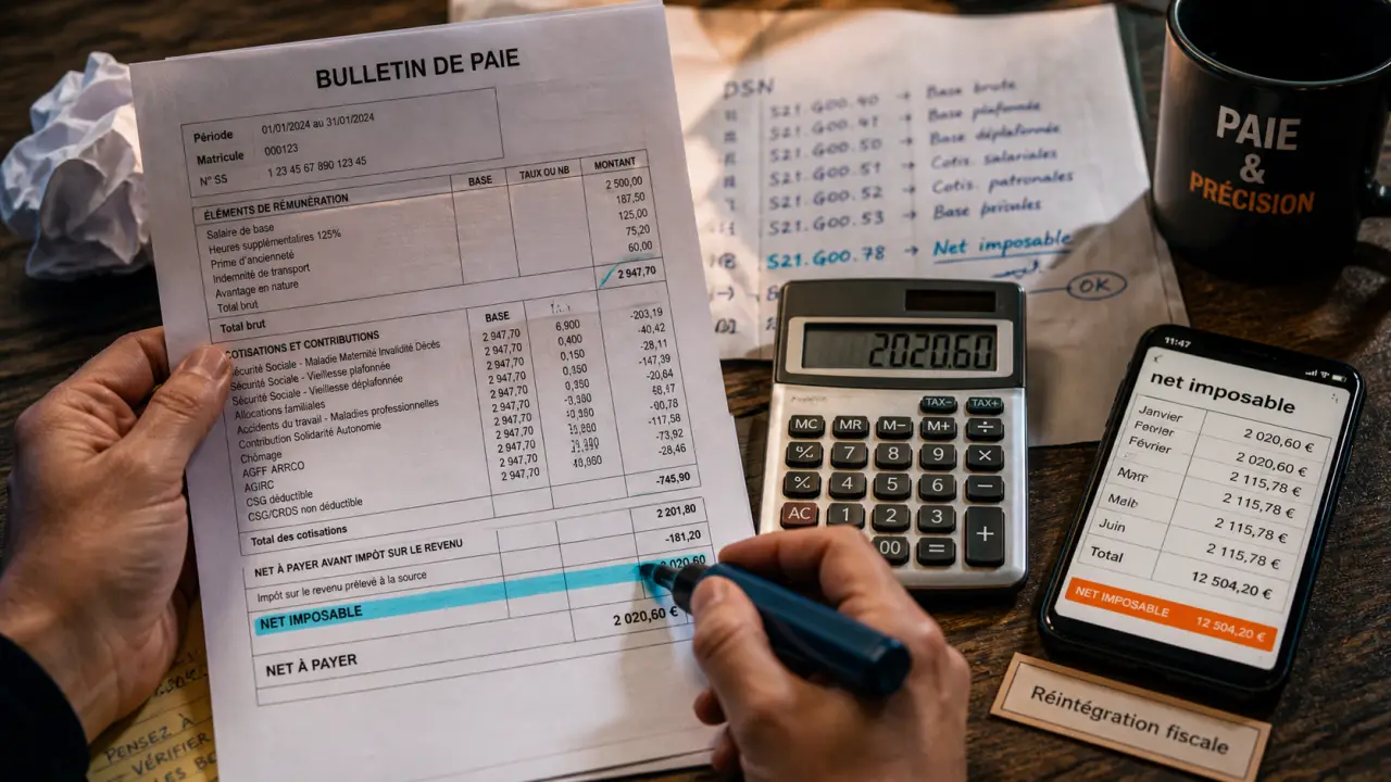 Réintégration fiscale fiche de paie : mutuelle dès le 1er euro et PASS 2026