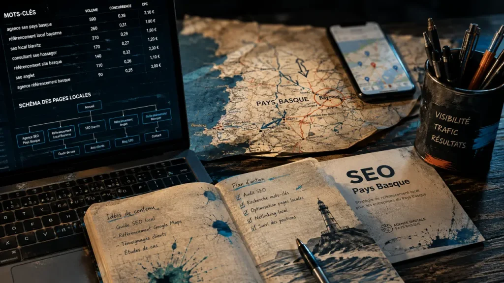 Formation SEO au Pays Basque : mots-clés, contenu, technique et financement pour gagner en visibilité