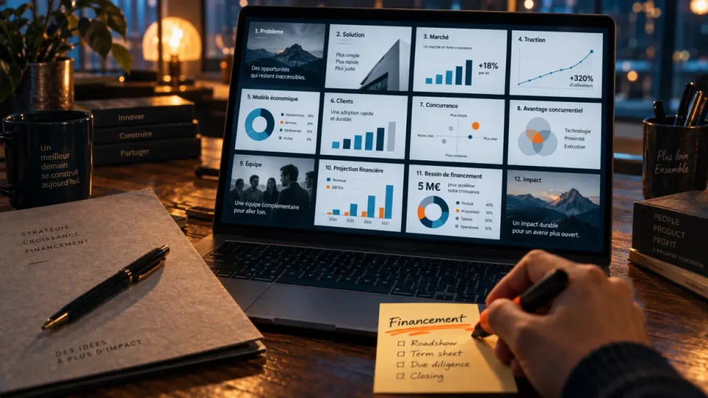Un pitch deck investor ready en 12 slides, avec les preuves attendues par les investisseurs