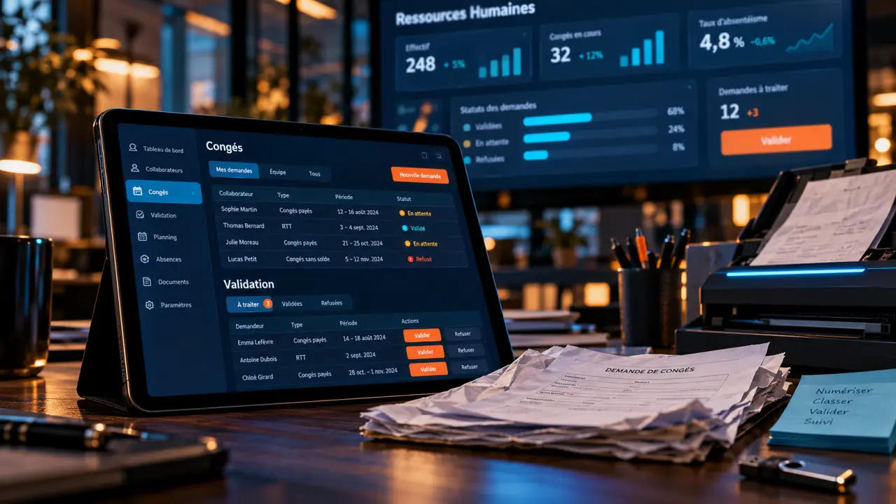 Digitalisation RH : écran SIRH congés en validation